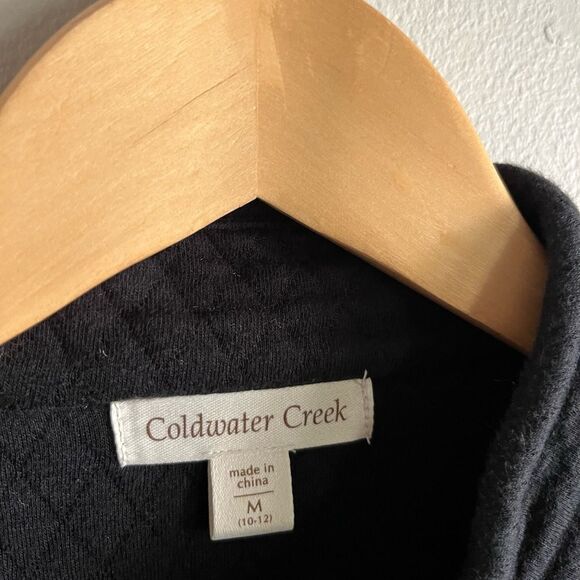 Coldwater Creek Black Quilted Jacket M Button Front Cotton Blend - Picture 2 of 5
